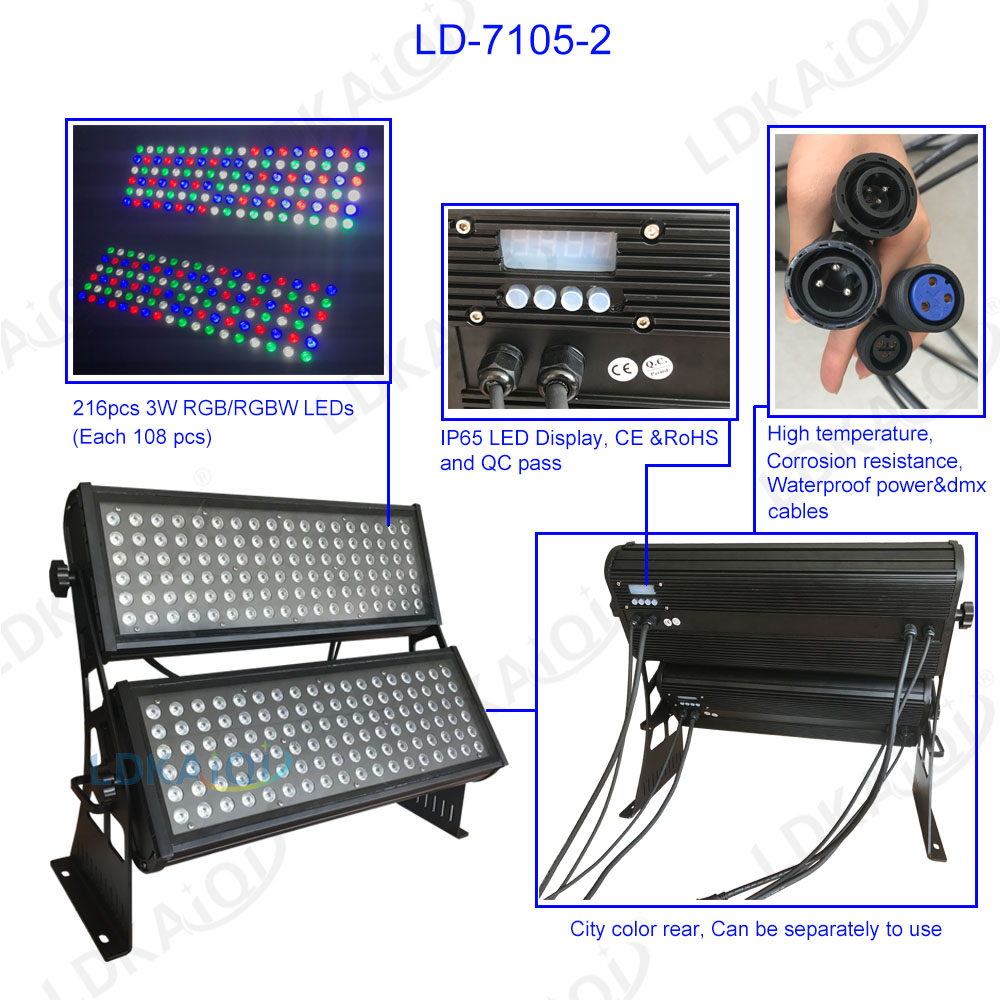 LED High Power City Color 216X3W Rgbw Wall Washer IP65(图1)